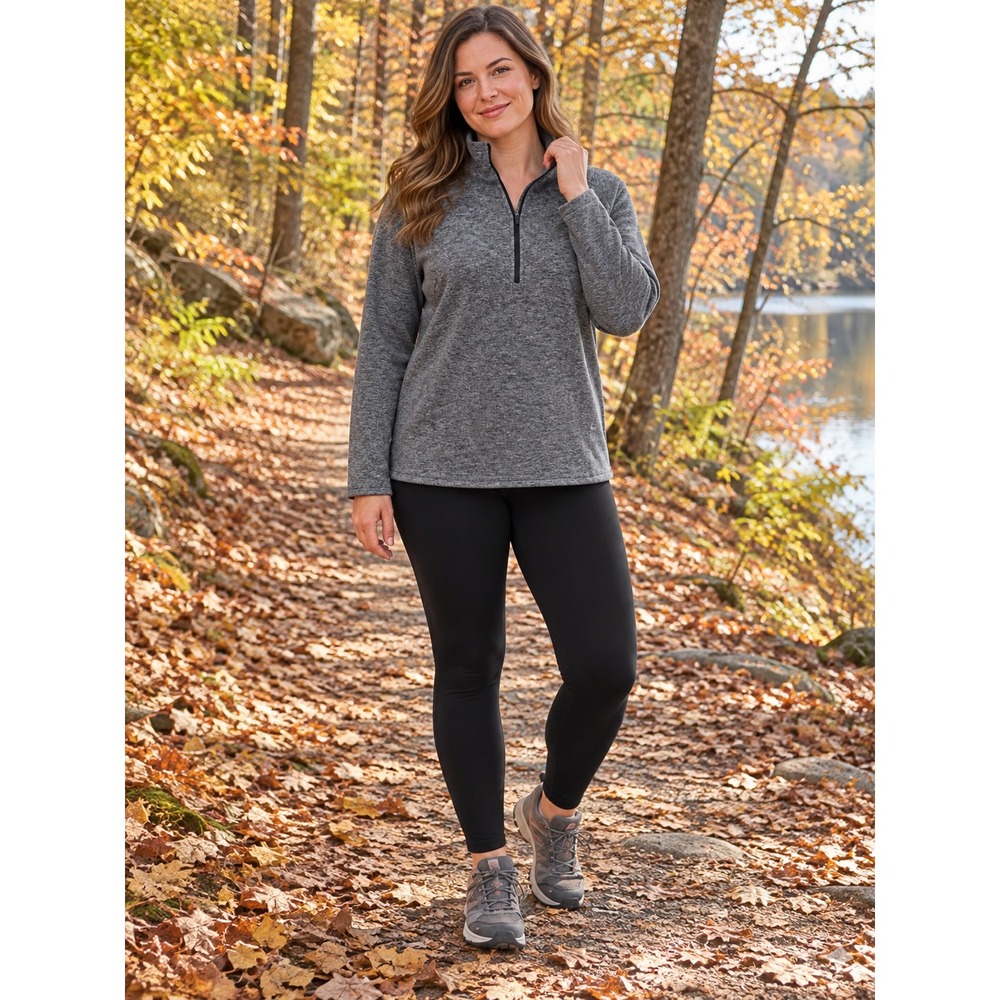 Eddie Bauer Fleece Pullover Womens L Gorpcore Cabin Heathered Gray Quarter Zip